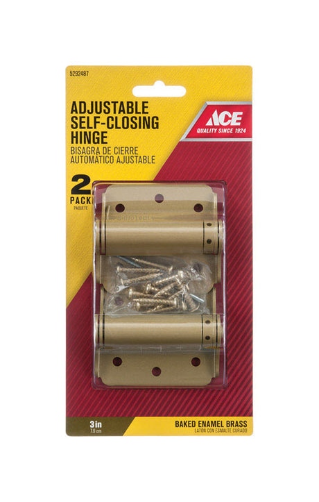 Ace 3 in. L Enamel Brass Screen/Storm Self Closing Hinge 2 pk