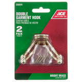 Ace 1-3/4 in. L Bright Brass Bright Brass Brass Small Double Garment Hook 2 pk