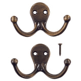 Ace 1-3/4 in. L Antique Brass Bronze Brass Small Double Garment Hook 2 pk