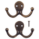 Ace 1-3/4 in. L Antique Brass Bronze Brass Small Double Garment Hook 2 pk