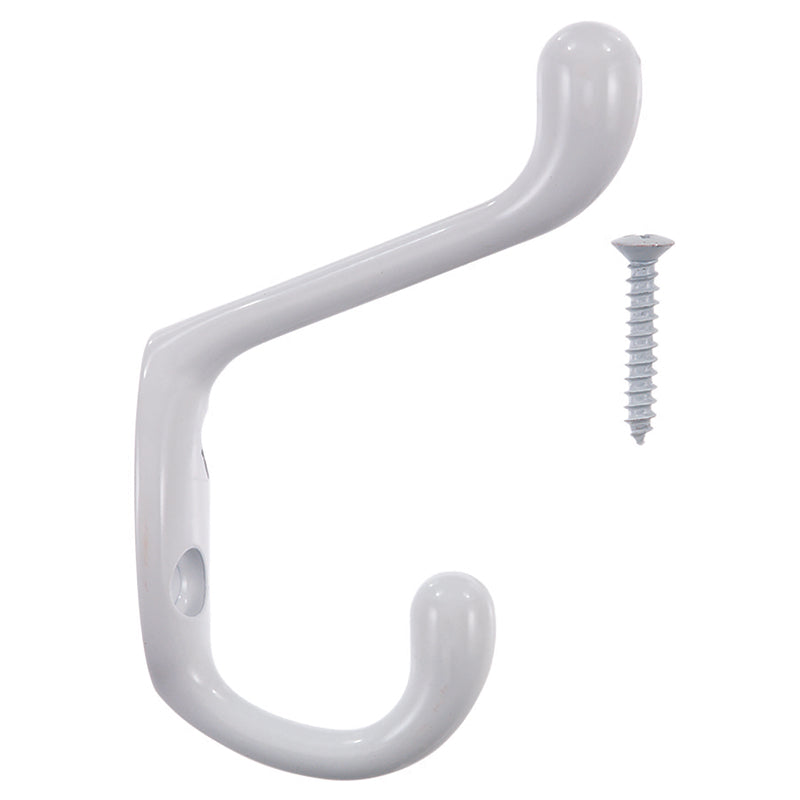 Ace 3 in. L White White Metal Medium Heavy Duty Coat and Hat Hook 1 pk