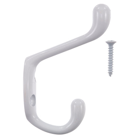 Ace 3 in. L White White Metal Medium Heavy Duty Coat and Hat Hook 1 pk