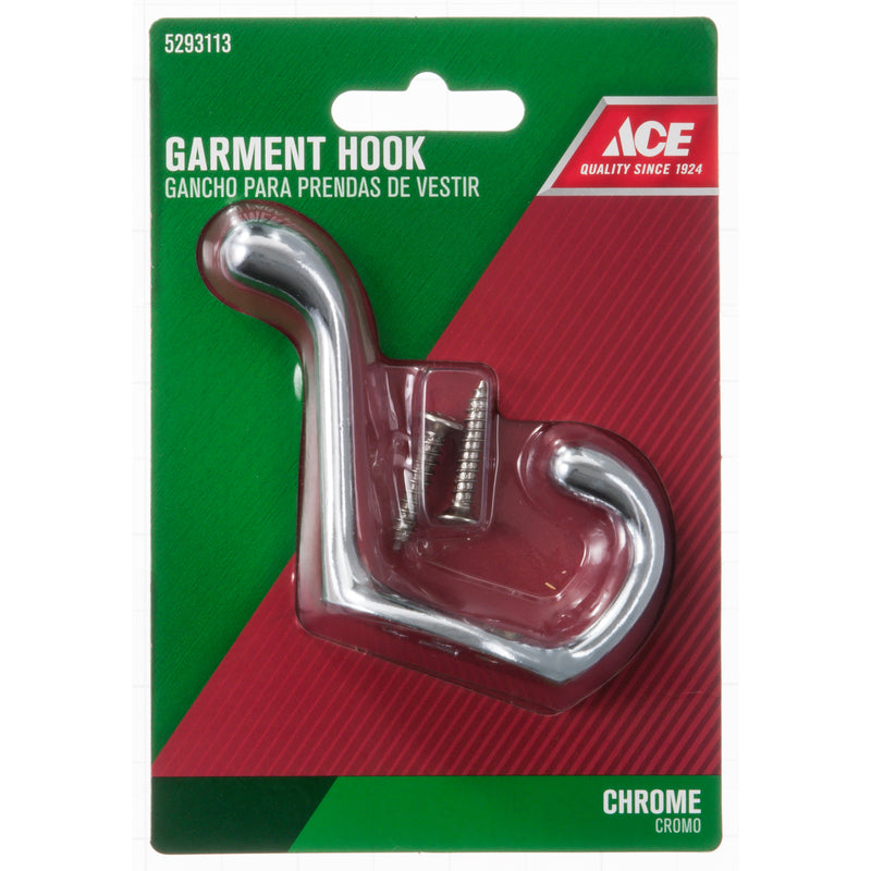 Ace 3 in. L Chrome Silver Metal Medium Heavy Duty Coat and Hat Hook 1 pk