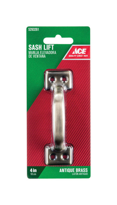 Ace 4 in. L Antique Brass Steel Universal Sash Lift Handle 1 pk