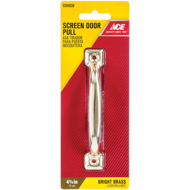 Ace 4.8 in. L Bright Brass Gold Steel Screen Door Pull