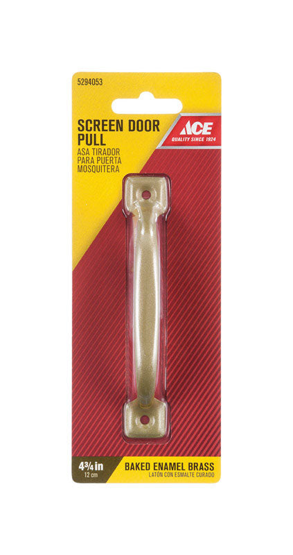 Ace 4.8 in. L Bright Brass Gold Steel Screen Door Pull