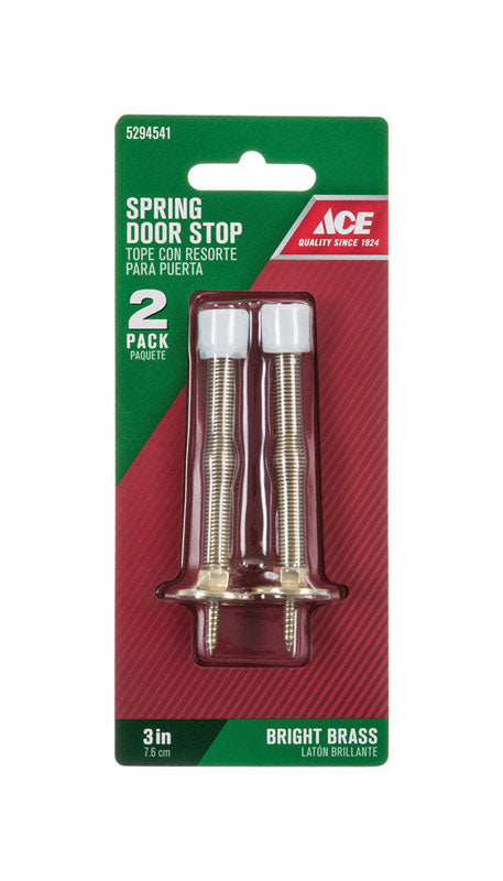 Ace 3 in. W Metal Bright Gold Spring Door Stop Mounts to door and wall