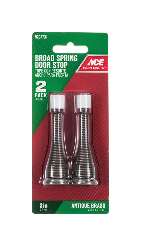 Ace 3 in. W Metal Antique Gold Spring Broad Base Door Stop Mounts to door and wall