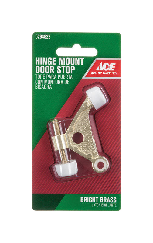 Ace 2-5/8 in. W Metal Bright Gold Hinge Pin Door Stop Mounts to door and wall