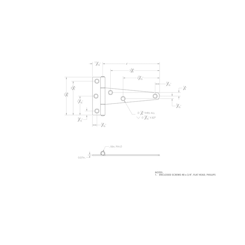 Ace 4 in. L Zinc-Plated Light Duty T Hinge 2 pk