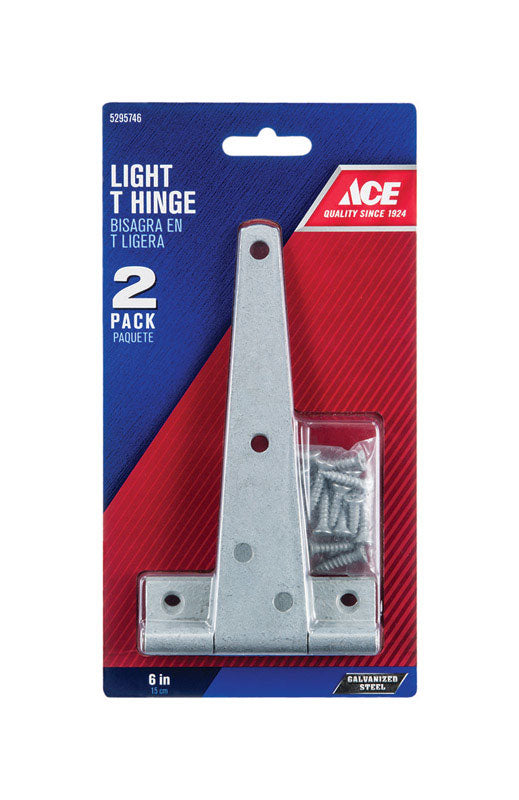 Ace 6 in. L Galvanized Light Duty T Hinge 2 pk