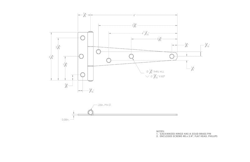 Ace 6 in. L Galvanized Light Duty T Hinge 2 pk