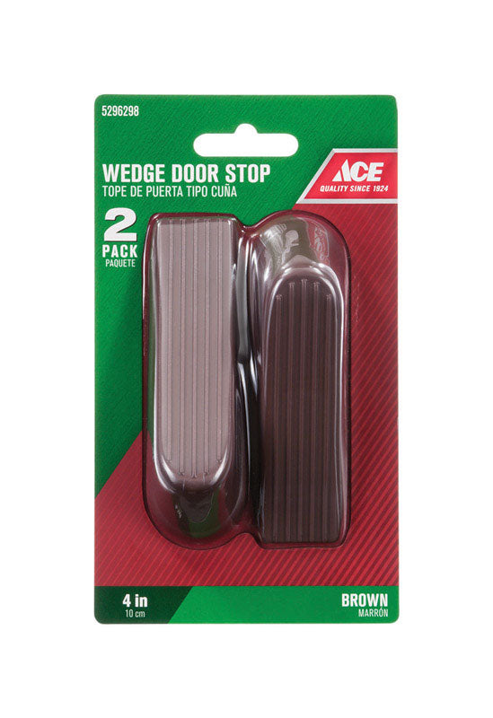 Ace 4 in. W Rubber Brown Wedge Door Stop Mounts to floor