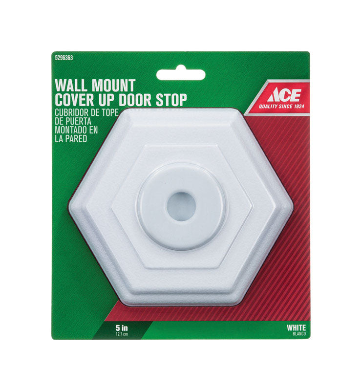 Ace 5 in. L Rubber White Wall Door Stop Mounts to wall