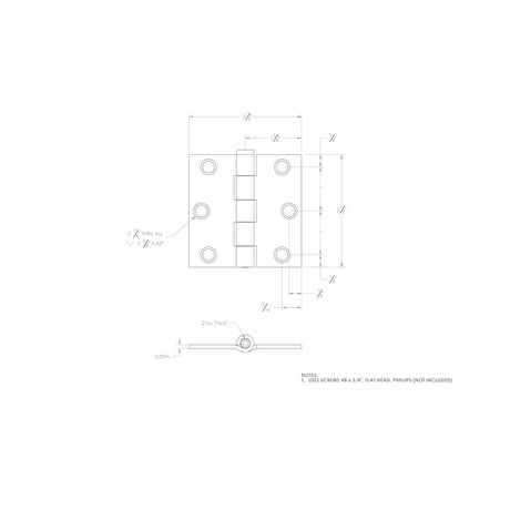 Ace 2-1/2 in. L Zinc-Plated Broad Hinge 1 pk