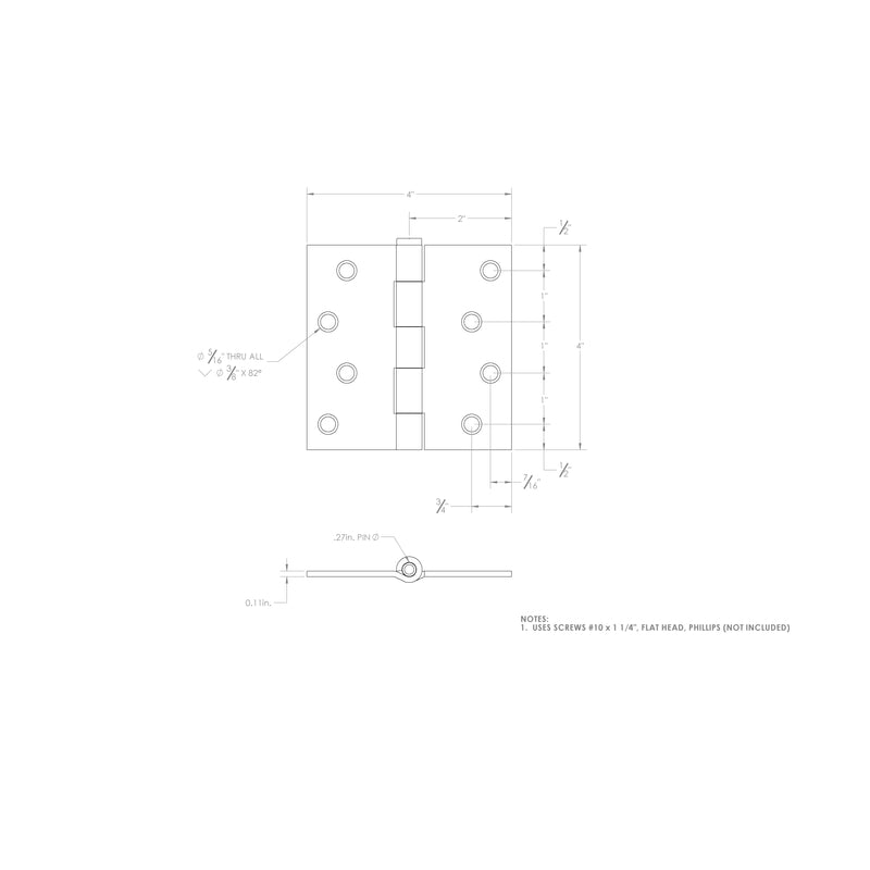 Ace 4 in. L Zinc-Plated Door Hinge 1 pk