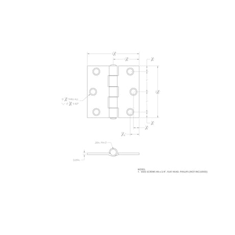 Ace 2-1/2 in. L Zinc-Plated Broad Hinge 1 pk