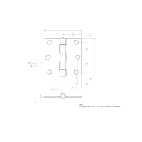 Ace 3 in. L Zinc-Plated Broad Hinge 1 pk