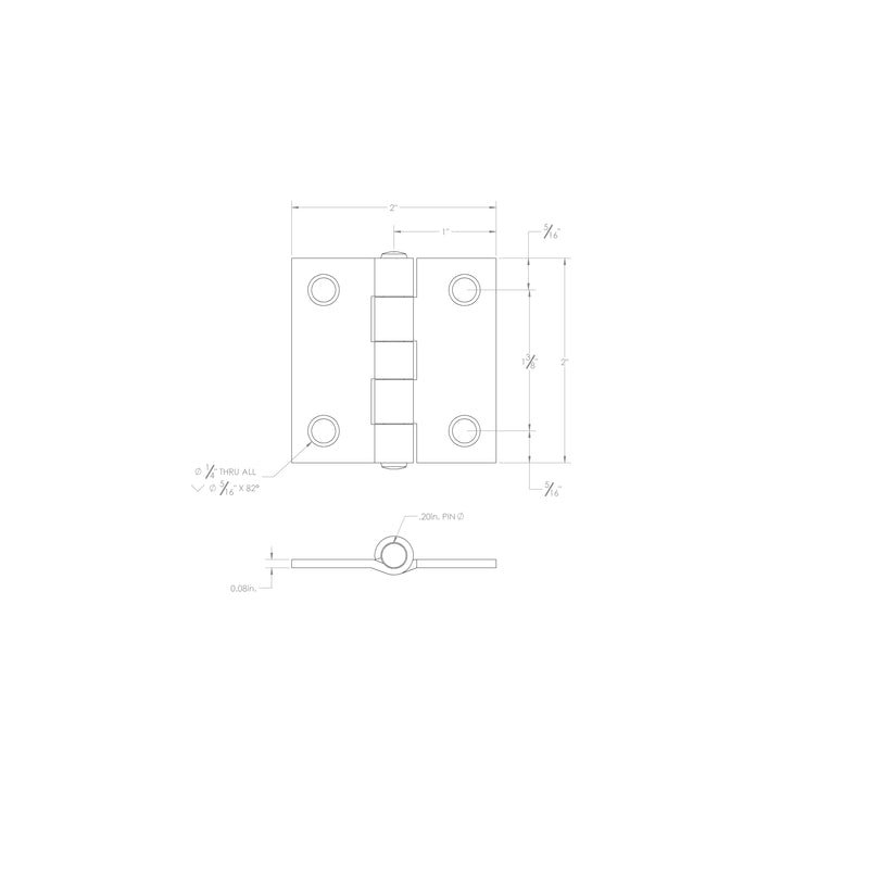 Ace 1.88 in. W X 2 in. L Zinc Plated Zinc Broad Hinge 1 pk