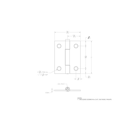 Ace 2.75 in. W X 2 in. L Zinc Plated Silver Zinc Narrow Hinge 2 pk