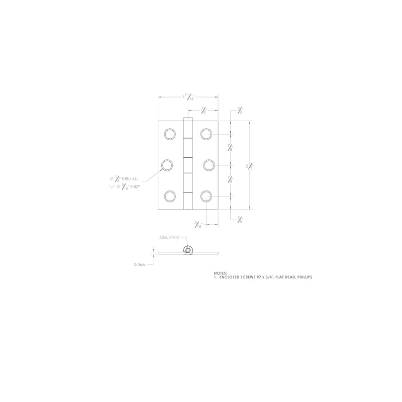 Ace 2.75 in. W X 2-1/2 in. L Bright Brass Gold Brass Narrow Hinge 2 pk