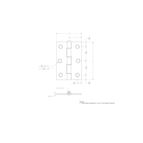 Ace 2.75 in. W X 3 in. L Bright Brass Gold Brass Narrow Hinge 2 pk