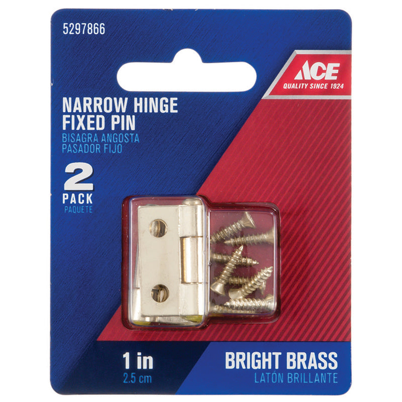 Ace 2.75 in. W X 1 in. L Bright Brass Brass Narrow Hinge 2 pk