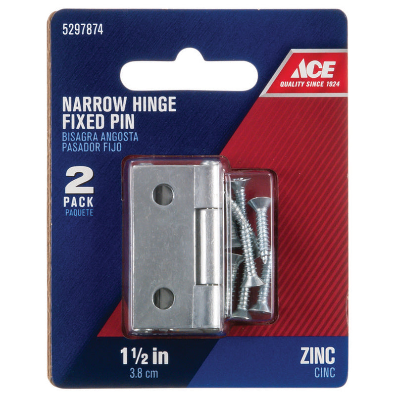 Ace 1-7/16 in. W X 1-1/2 in. L Zinc Plated Zinc Narrow Hinge 2 pk