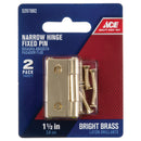 Ace 2.75 in. W X 1-1/2 in. L Bright Brass Brass Narrow Hinge 2 pk