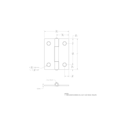 Ace 2.75 in. W X 2 in. L Bright Brass Brass Narrow Hinge 2 pk