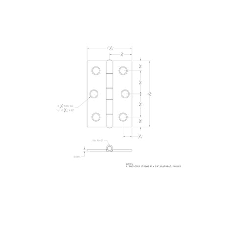 Ace 2-1/2 in. L Zinc-Plated Narrow Hinge 2 pk