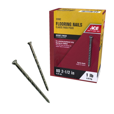 Ace 8D 2-1/2 in. Flooring Bright Steel Nail Round Head 1 lb