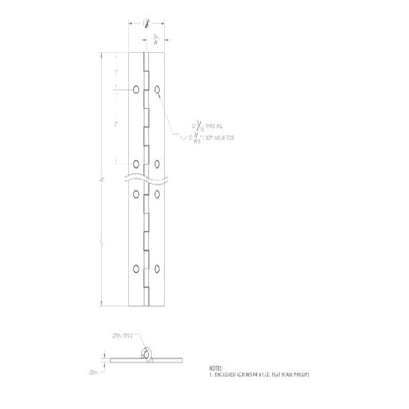 Ace 1-1/2 in. W X 48 in. L Stainless Steel Continuous Hinge 1 pk
