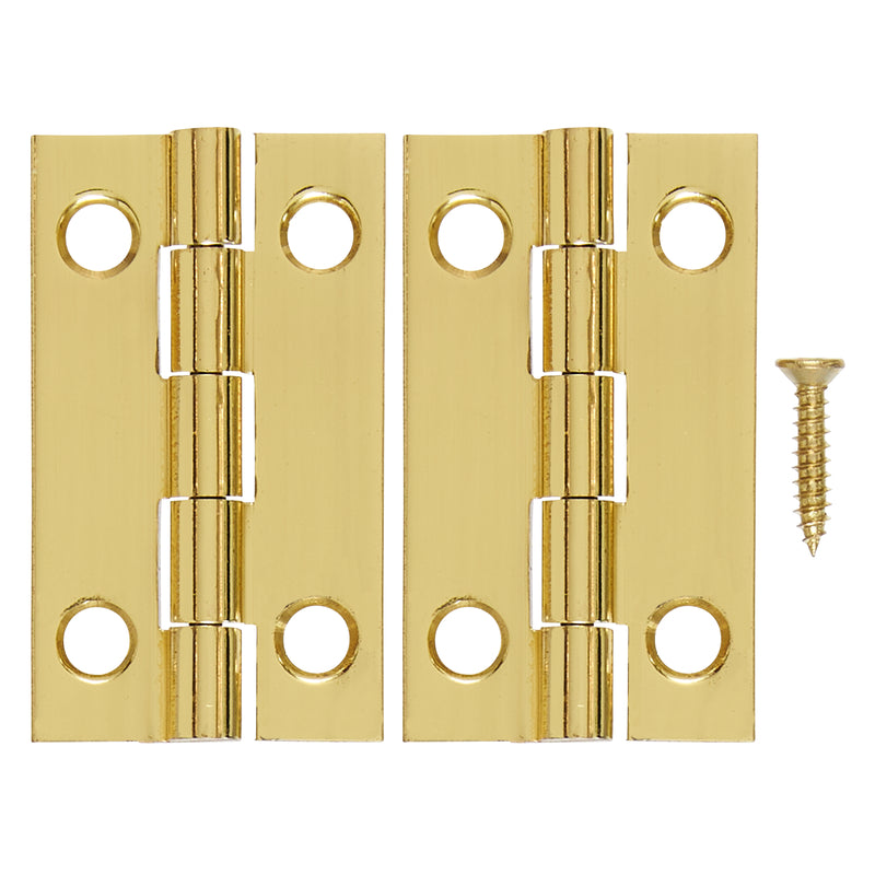 Ace 7/8 in. W X 1-1/2 in. L Polished Brass Brass Narrow Hinge 2 pk