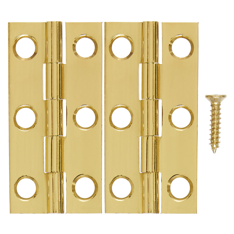 Ace 2 in. W X 1 in. L Polished Brass Brass Narrow Hinge 2 pk