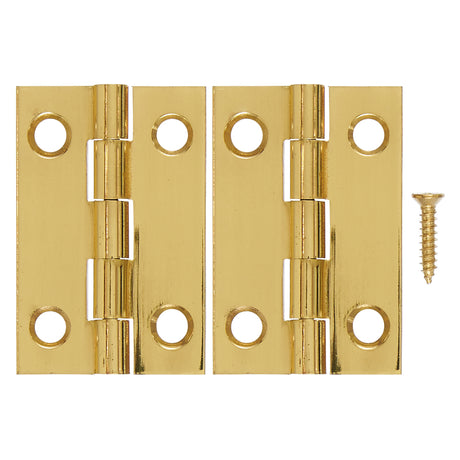Ace 1-1/2 in. W X 1 in. L Polished Brass Brass Medium Hinge 2 pk