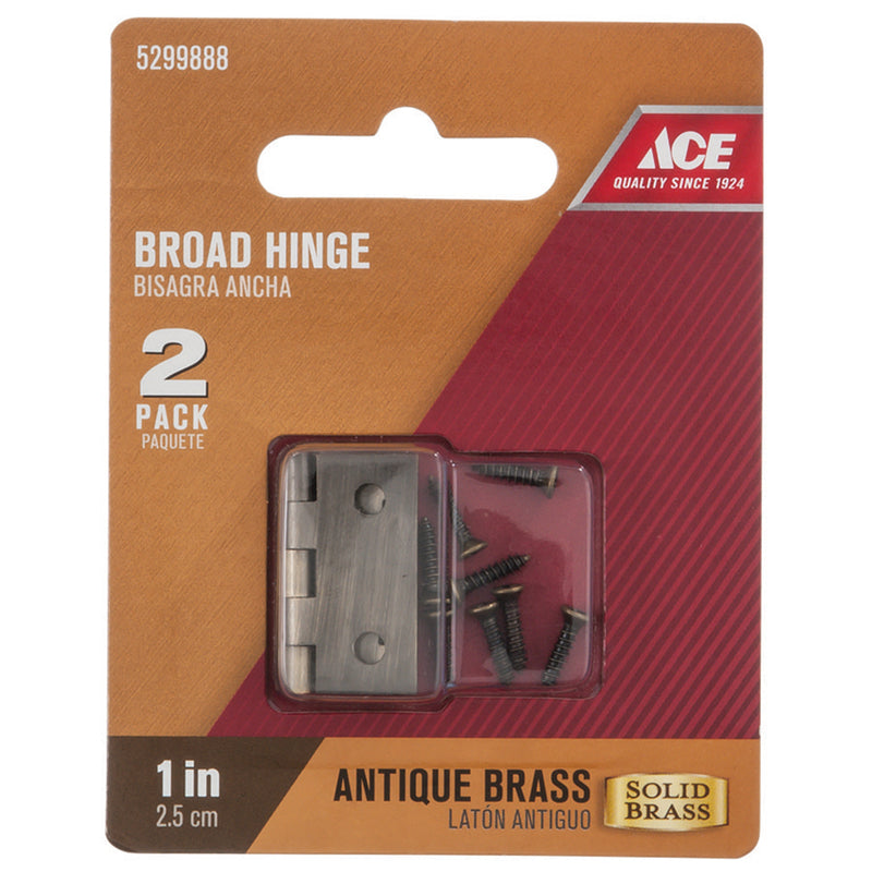 Ace 1 in. W X 1 in. L Antique Brass Brass Broad Hinge 2 pk