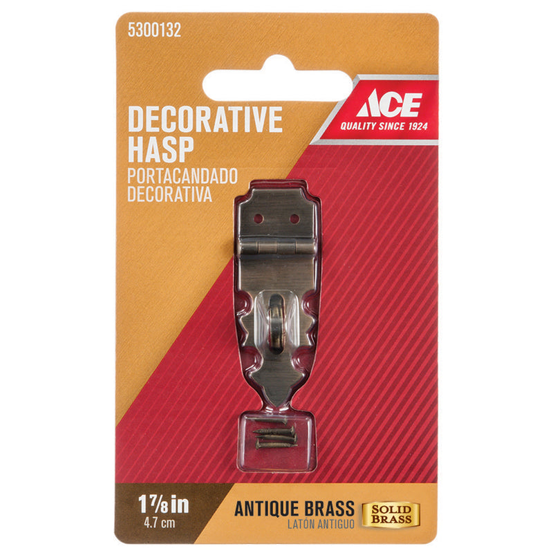 Ace Antique Brass Decorative Hasp 0.6 in. 1.9 in.