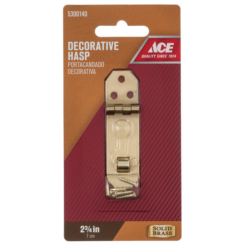 Ace Solid Brass Brass Decorative Hasp 0.8 in. 2.8 in.