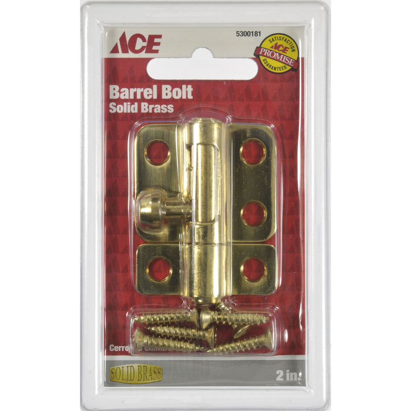 Ace Bright Brass Brass Barrel Bolt