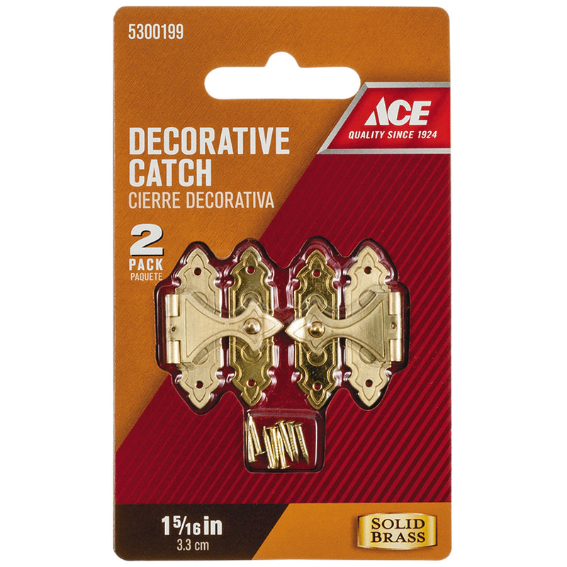 Ace Antique Brass Decorative Catch 0.9 in. 1.4 in. 2 pk
