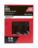 Ace 8D 2-1/4 in. Duplex Bright Steel Nail Double Head 5 lb