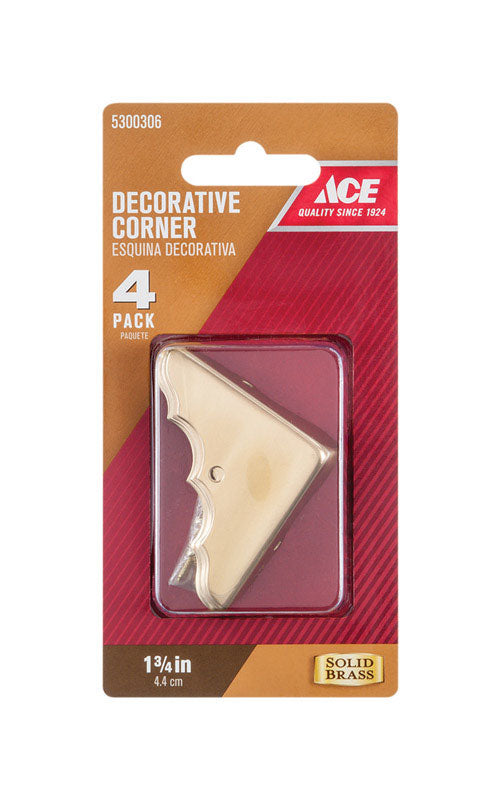 Ace Polished Brass Decorative Corner 0.6 in. 1.75 in. 4 pk