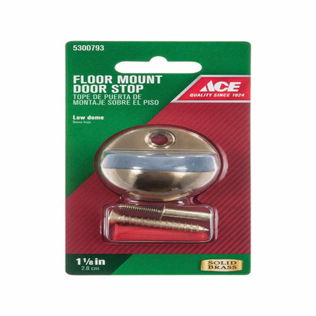 Ace 1 in. W Solid Brass w/Rubber Stop Gold Door Stop Mounts to floor