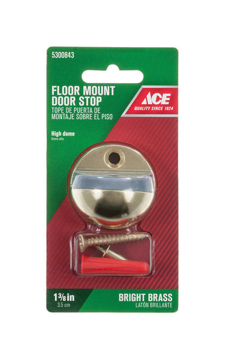 Ace Metal Bright Brass Gold Door Stop Mounts to floor