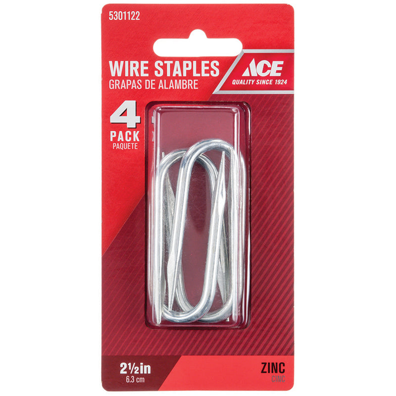 Ace 1/2 in. W X 2-1/2 in. L Round Crown Wire Staples 4 pk