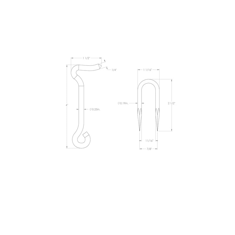 Ace 0.73 in. L Zinc Wire Staple Gate Hook 1 pk