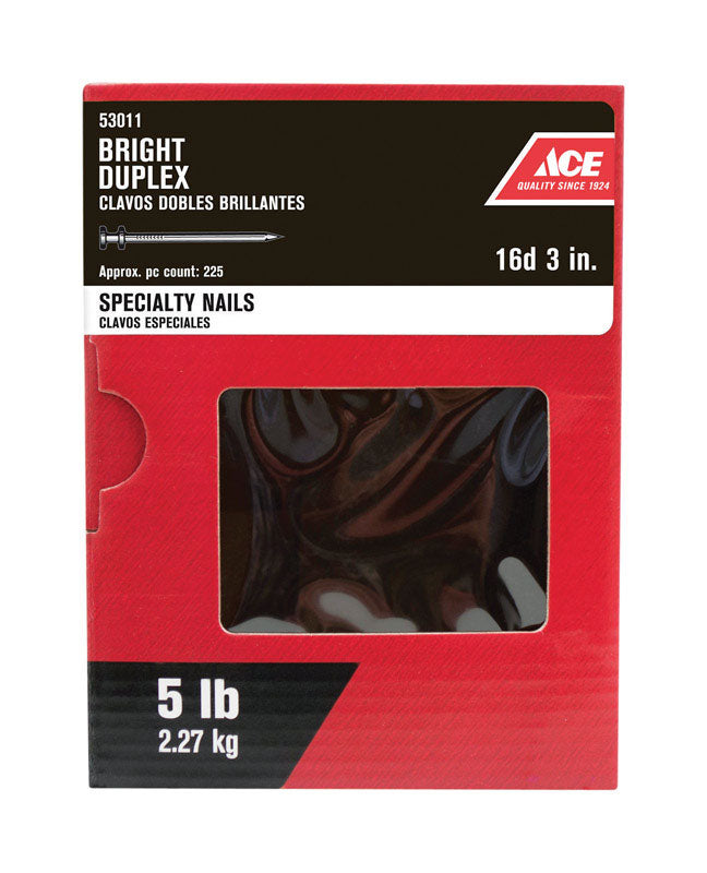 Ace 16D 3 in. Duplex Bright Steel Nail Double Head 5 lb