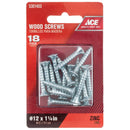 Ace No. 12 X 1-1/4 in. L Phillips Zinc-Plated Wood Screws 18 pk