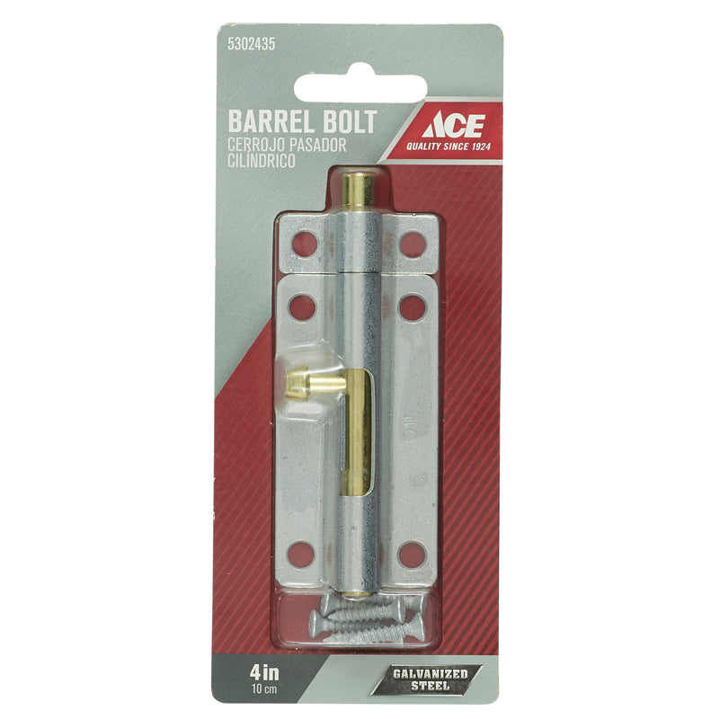 Ace 4 in. L Galvanized Steel Barrel Bolt 1 pk